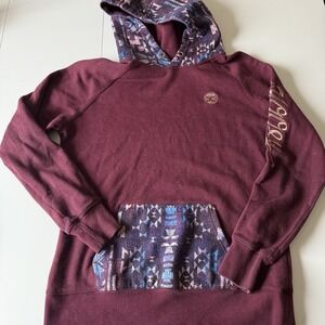 Hooey Veracruz Maroon with Aztec Pocket Hoodie Women's Size M Medium Western